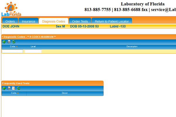 Screenshot of Diagnostic Codes