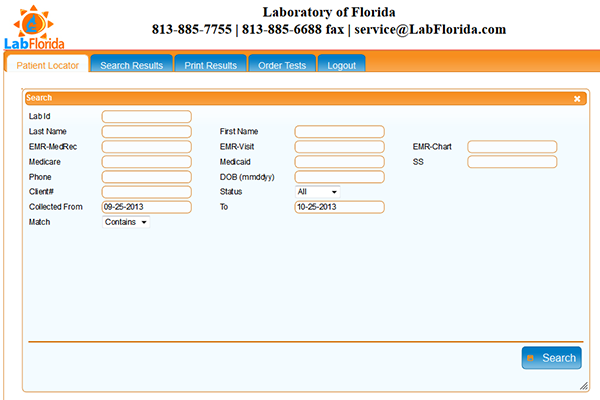 Screenshot of Patient Locator