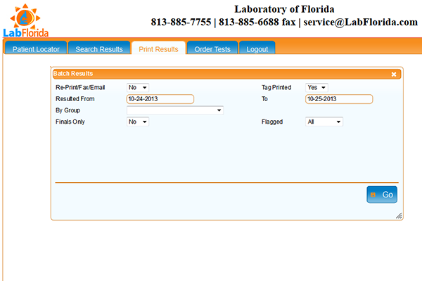 Screenshot of Print Results