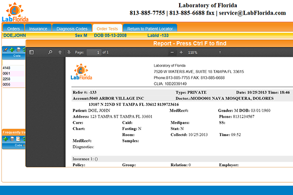 LabFlorida e-Req form